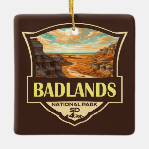 Badlands Nationalpark Illustration Retro Keramikornament
