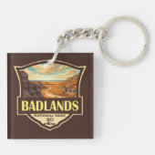 Badlands Nationalpark Illustration Retro Schlüsselanhänger (Rückseite)