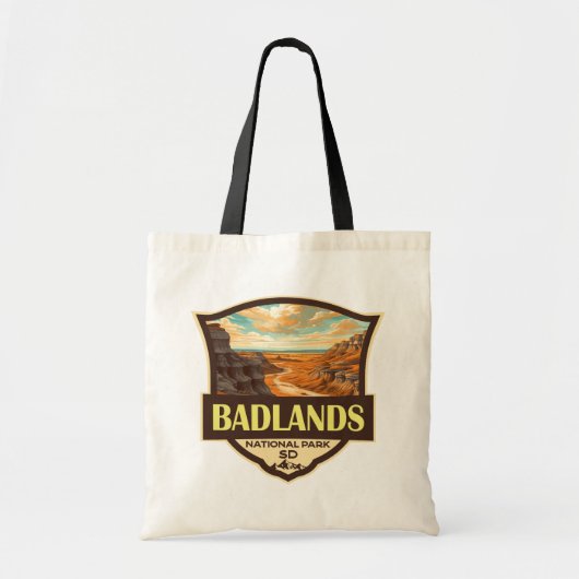 Badlands Nationalpark Illustration Retro Tragetasche (Vorne)
