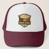 Badlands Nationalpark Illustration Retro Truckerkappe (Vorderseite)