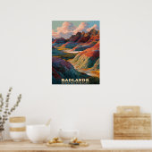Badlands Nationalpark - Landschaft des rauschenden Poster (Küche)