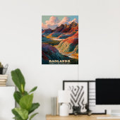 Badlands Nationalpark - Landschaft des rauschenden Poster (Heimbüro)