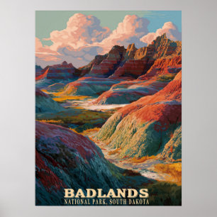 Badlands Nationalpark - Landschaft des rauschenden Poster