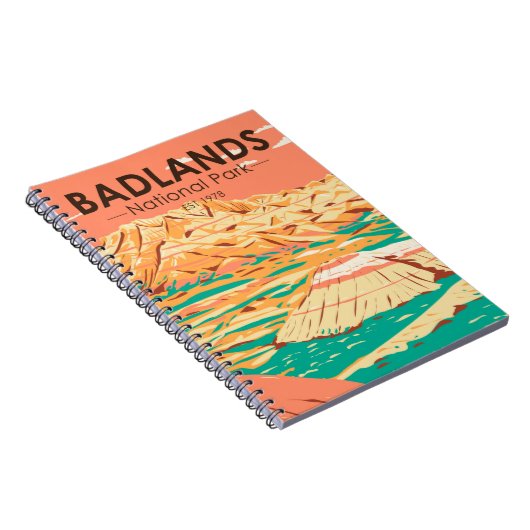 Badlands Nationalpark Landschaft Vintag Notizblock (Rechte Seite)