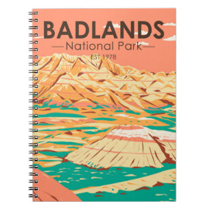 Badlands Nationalpark Landschaft Vintag Notizblock