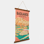 Badlands Nationalpark Landschaft Vintag Wandteppich Mit Holzrahmen (Gewinkelt)