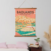 Badlands Nationalpark Landschaft Vintag Wandteppich Mit Holzrahmen (Schlafzimmer)
