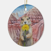 Badlands Nationalpark Prairie Dog Wasserfarbene Keramik Ornament (Links)