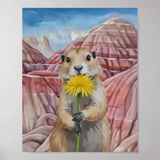 Badlands Nationalpark Prairie Dog Wasserfarbene Poster (Vorne)