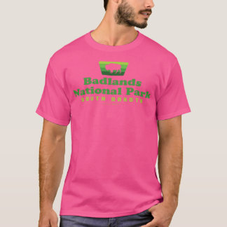 Badlands Nationalpark Retro Abzeichen Buffalo Gree T-Shirt