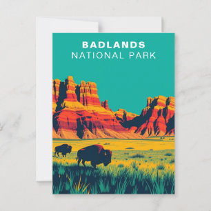 Badlands Nationalpark Süd Dakota Retro Vintag Postkarte