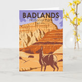 Badlands-Nationalpark Süd-Dakota Vintag Karte (Gelbe Blume)