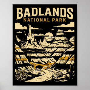 Badlands Nationalpark Vintage Retro Abenteuer Poster
