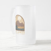 Badlands Nationalpark Vintages Emblem Mattglas Bierglas (Vorderseite Links)