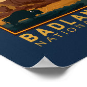 Badlands Nationalpark Vintages Emblem Poster (Ecke)