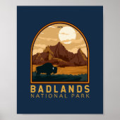 Badlands Nationalpark Vintages Emblem Poster (Vorne)