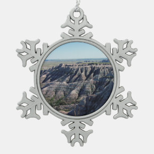 Badlands, Süddakota Schneeflocken Zinn-Ornament