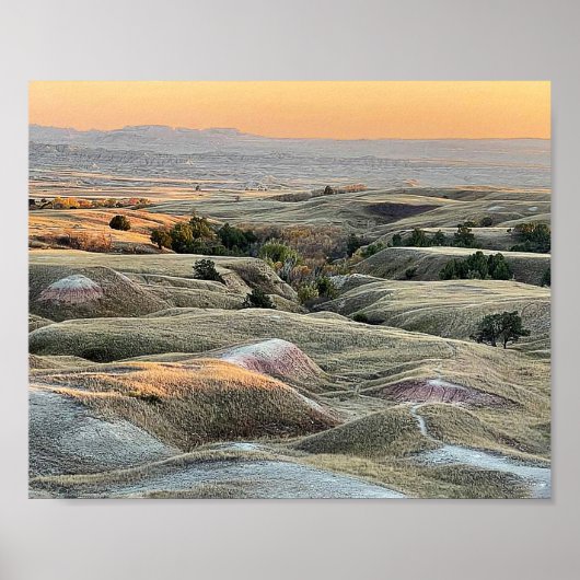 Badlands Sunset Dakota Landschaft Poster (Vorne)
