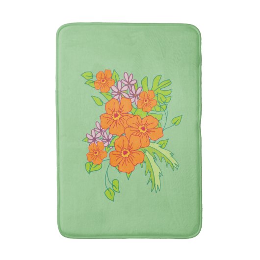 Badmatte mit orangefarbener Blume, Badematte (Vorderseite Vertikal)