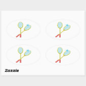 Badminton 3 ovaler aufkleber (Blatt)