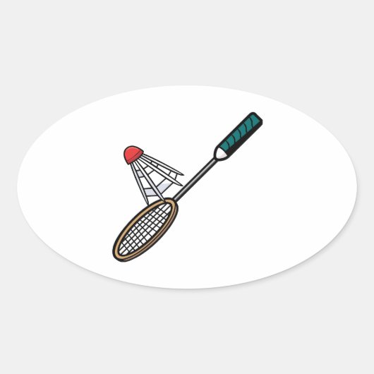 Badminton 4 ovaler aufkleber (Vorderseite)