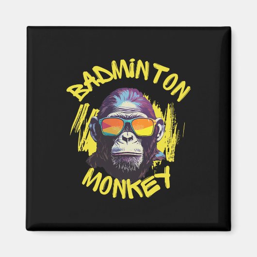 Badminton-Affe mit Racquet Shuttle-Jungle Sport Magnet (Vorne)
