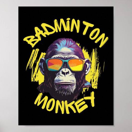 Badminton-Affe mit Racquet Shuttle-Jungle Sport Poster (Vorne)