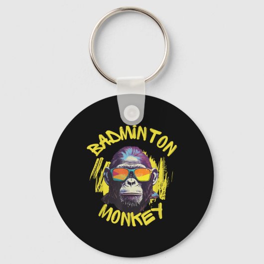 Badminton-Affe mit Schläger Shuttlecock Dschungel Schlüsselanhänger (Vorderseite)