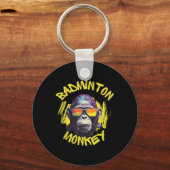 Badminton-Affe mit Schläger Shuttlecock Dschungel Schlüsselanhänger (Vorderseite)
