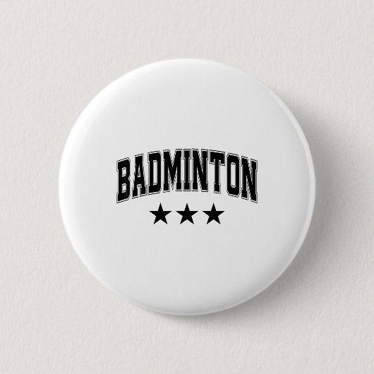 Badminton All Black Stars Clic Retro Varsity Text Button (Vorderseite)