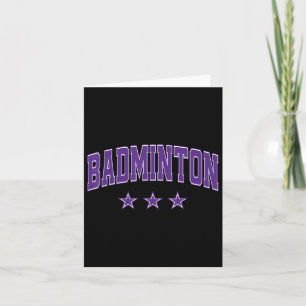 Badminton All Purple Stars Clic Retro Varsity Text Karte