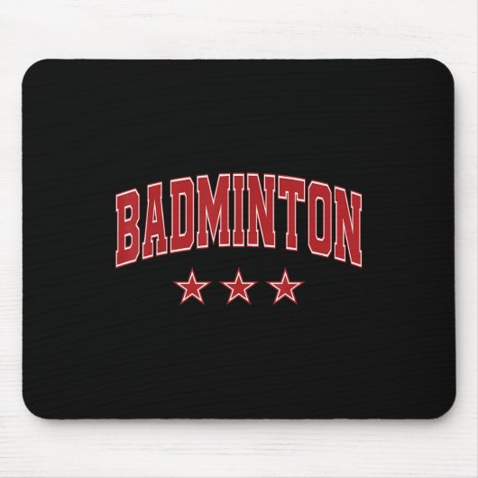 Badminton All Red Stars Clic Retro Varsity Text Mousepad (Vorne)