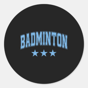 Badminton All Sky Blue Stars Clic Retro Varsity Te Runder Aufkleber