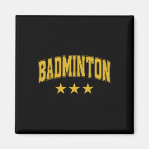 Badminton All Yellow Stars Clic Retro Varsity Text Magnet