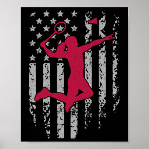 Badminton American Flag Patriotic High School Spar Poster
