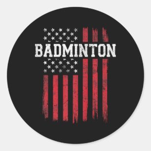 Badminton American Flag Usa Patriot Patriotic Runder Aufkleber