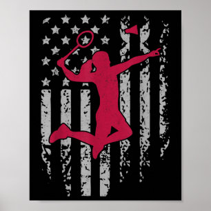 Badminton Amerikanische Flagge Patriotischer High Poster