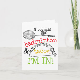 Badminton & amp; Tacos im Sports Player Funny Gi Karte