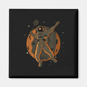 Badminton Astronaut Weltraum Raumfahrer Magnet