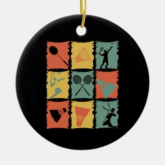 Badminton Badminton Player Retro Keramik Ornament (Vorne)