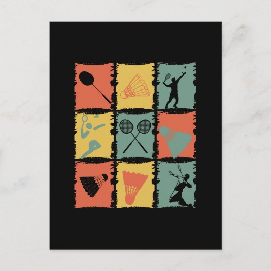 Badminton Badminton Player Retro Postkarte (Vorderseite)