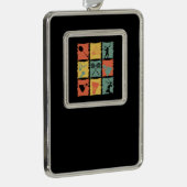 Badminton Badminton Player Retro Rahmen-Ornament Silber (Rechts)