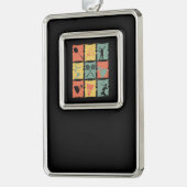 Badminton Badminton Player Retro Rahmen-Ornament Silber (Links)