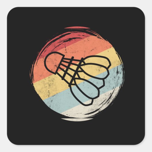 Badminton Ball Vintag Quadratischer Aufkleber (Vorderseite)