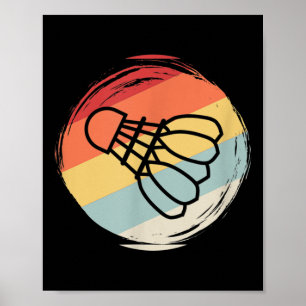 Badminton Ball Vintage 60er 70er Jahre Stil Design Poster