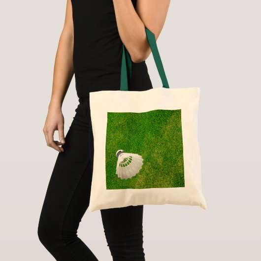 Badminton Birdie auf der Green Grass Tote Bag Tragetasche (Vorderseite (Produkt))