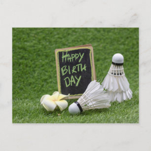Badminton Birthday Card mit Shuttleservice Postkarte