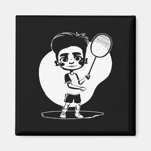 Badminton Boy Racket Sports Shuttle Magnet (Vorne)