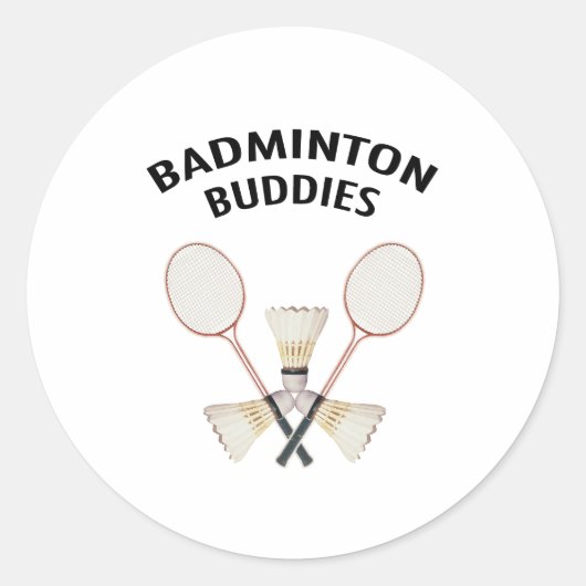 Badminton Buddies Runder Aufkleber (Vorderseite)