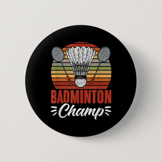 Badminton-Champ-Schläger-Shuttle-Vintage-Badminton Button (Vorderseite)